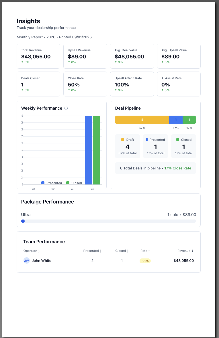 Insights Print Options